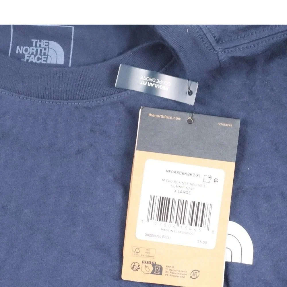 The North Face Shirt Evo Box NSE Regular SS Tee Summit Navy Blue XL NWT